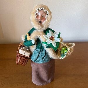 1996 Byers Choice Handcrafted Caroler Woman Basket Poinsettia Signed